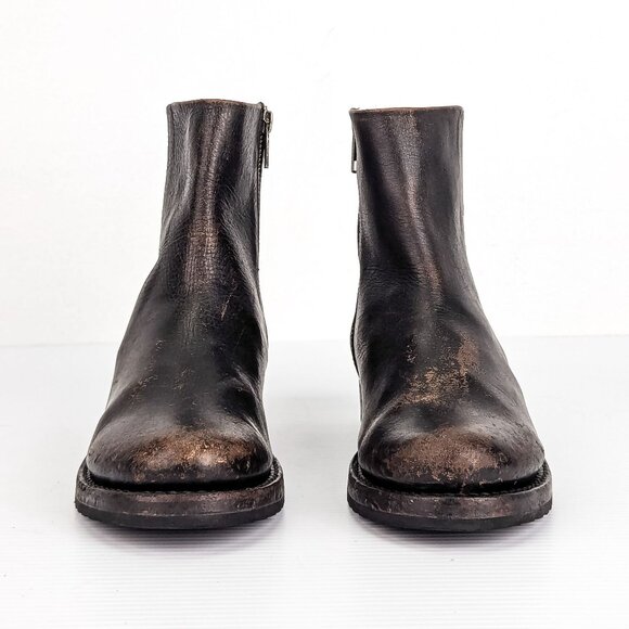 Frye Women Veronica Inside Zip Moto Biker Distress Brown Leather Boots sz 7 - Picture 2 of 7